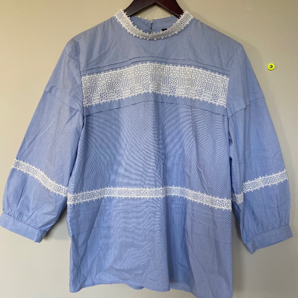 Banana Republic Blue and White Lace Blouse